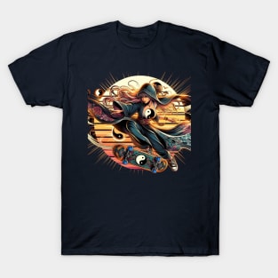 Kawaii, Anime Girl, Sunset Skating| Catsie Cat T-Shirt